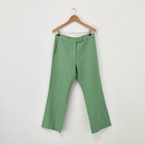 Sandro High Waist Straight Leg Cotton Blend Pleat Trouser Pant Ankle Length